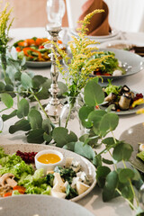 table setting with cutlery and dishes in the restaurant