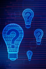 Poster - 

2d illustration question mark in bulb background