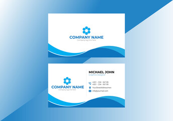 Blue business card design. double sided business card modern design 