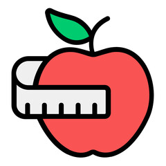 Sticker - 
Inches tape around apple depicting diet measurement concept in flat icon
