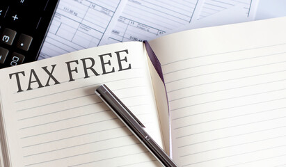 Poster - Notebook with Toolls and Notes about TAX FREE