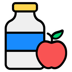 Sticker - 
Apple and milk bottle, perfect icon of healthy diet
