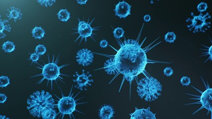 Wall Mural - 3d animation abstract viral infection causing chronic disease. Hepatitis viruses, influenza virus H1N1, Flu, cell infect organism, aids, virus abstract background