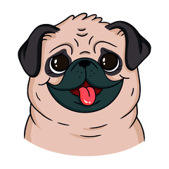 illustration happy pug emotion