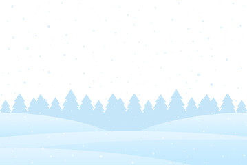 Christmas winter background with snowy pine forest landscape.