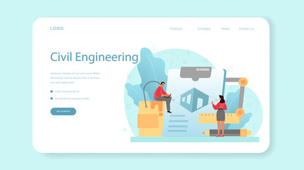 Fototapete - Architecture web banner or landing page. Idea of building project