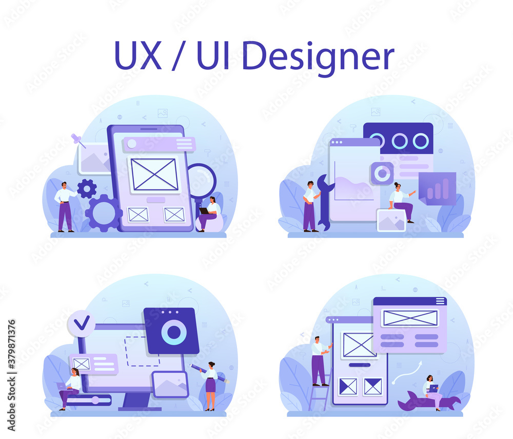 UX UI designer concept set. App interface improvement for user. Stock ...