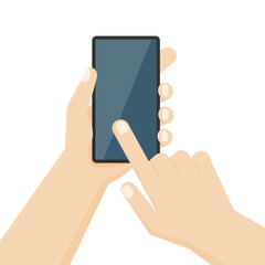 Wall Mural - Human hand holding the smartphone with blank screen. Vector