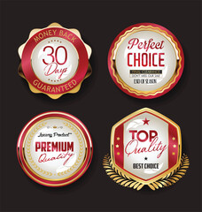 Wall Mural - Retro vintage golden badges labels and ribbons 