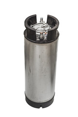 Vertical shot of a ball lock keg isolated on a white background