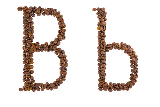 Coffee alphabet letter on white. Letter B