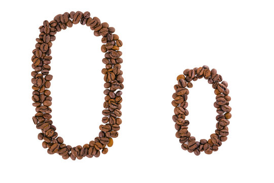 Coffee alphabet letter on white. Letter O