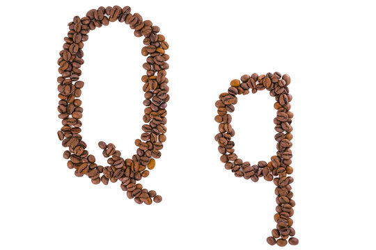 Coffee alphabet letter on white. Letter Q