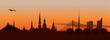 Riga Old Town Skyline during sunset time