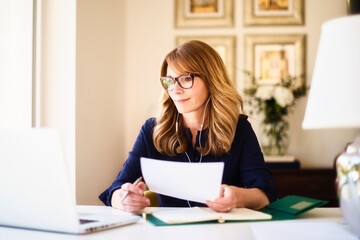 Businesswoman working from home