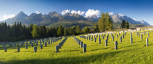 VAZEC,SLOVAKIA - AUGUST 20, 2020: German Military Cemetery In Autumn With Mountains In The Background And Many Graves Of Soldiers Killed In The Second World War. Sunny Day, Slovakia, Europe.