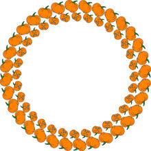 Halloween And Thanksgiving Frame Made Of Two Pumpkin Circles