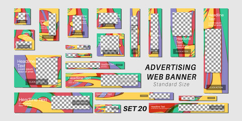Set of web banners in standard sizes, vector design template