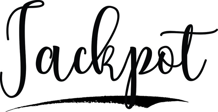 Jackpot Calligraphy Handwritten Black Color Text On Yellow 
Background