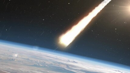 Wall Mural - asteroids meteors burns in atmosphere earth, realistic vision meteors burning on fire while entering