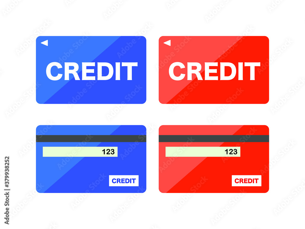 クレジットカードのベクター素材 表と裏 赤と青 Wall Mural 裕介 井手