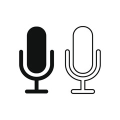 Poster - Microphone icon. Audio voice recording on/off mute symbol. Flat podcast application interface sign. Vector illustration image. Isolated on white background.
