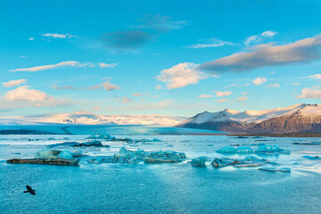 Wall Mural - Incredible natural landscape largest glacier on the island in Iceland in winter