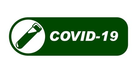 Poster - Covid-19 green tag. Vector covid-19 tag text and vaccine  illustration.