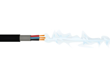 Three wire cable with electricity. vector illustration