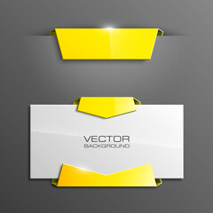 Vector abstract banner. The original form as two form, overlapping. The flat image. Advertising Design shape. Vector label tag.