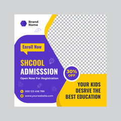 Wall Mural - School Admission Web Banner Or Square Flyer Template Design