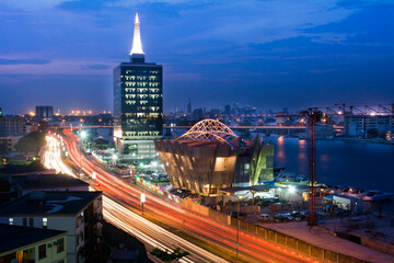 skyline/cityscape of victoria island in lagos, nigeria