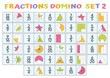 Fractions Domino Mathematical Puzzle. Math Game. 