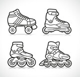 Vector roller skate icon set