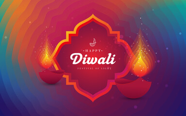 Wall Mural - Happy Diwali Festival Background Design Template Vector Illustration