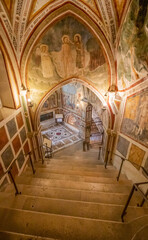 Wall Mural - Subiaco, Italy - main sight of Subiaco and one of the most beautiful Benedictine monasteries in the World, the Sacro Speco Monastery displays amazing frescoes. Here in particular its interiors