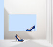 © Matthew Roharik - Women's Pump High Fashion Couture Shoes on Stylish WhiteArchitectural Interior Set with Sky through the window