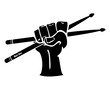 Drumsticks in hand vector for rock star or rock band concept