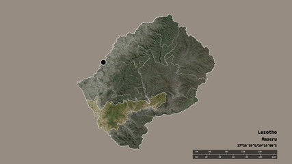 Location of Mohale's Hoek, district of Lesotho,. Satellite