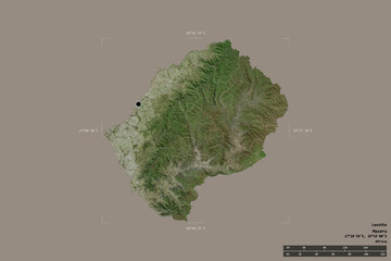 Regional division of Lesotho. Satellite