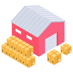 Sticker - 
Warehouse  icon isometric design  
