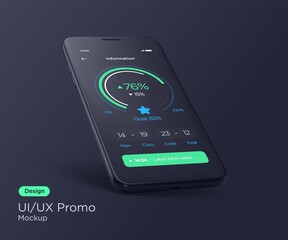 Poster - realistic modern black smartphone mockup. perspective view vector illustration.