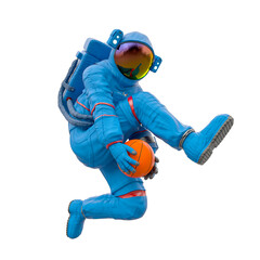 Wall Mural - astronaut is playing basketball