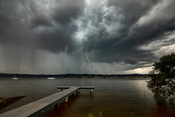 Wall Mural - Lightning strikes with Jetty