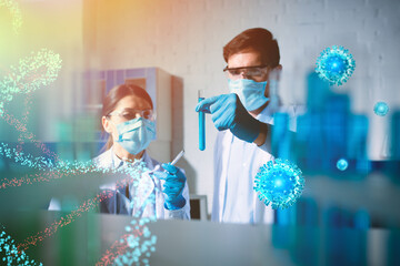 Wall Mural - Medical science laboratory. Concept of virus and bacteria research.