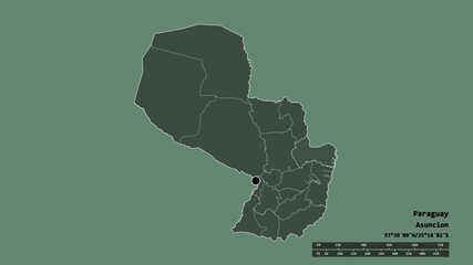 Location of Canindeyu, department of Paraguay,. Administrative