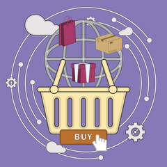 Online commerce illustration. Internet bussiness. E-commerce concept - Vector