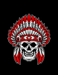 Indian apache skull head vector illustration design.