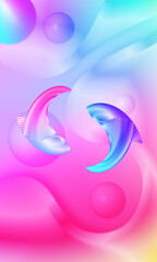 Poster - Colorful Pisces with sphere, fluid poster wallpaper background.

