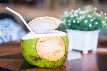 fresh young coconut water for drink